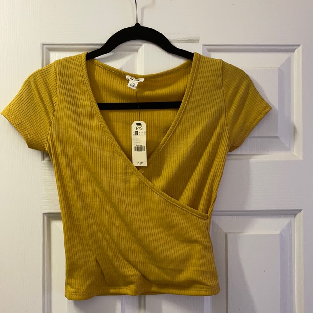 Yellow wrap crop top